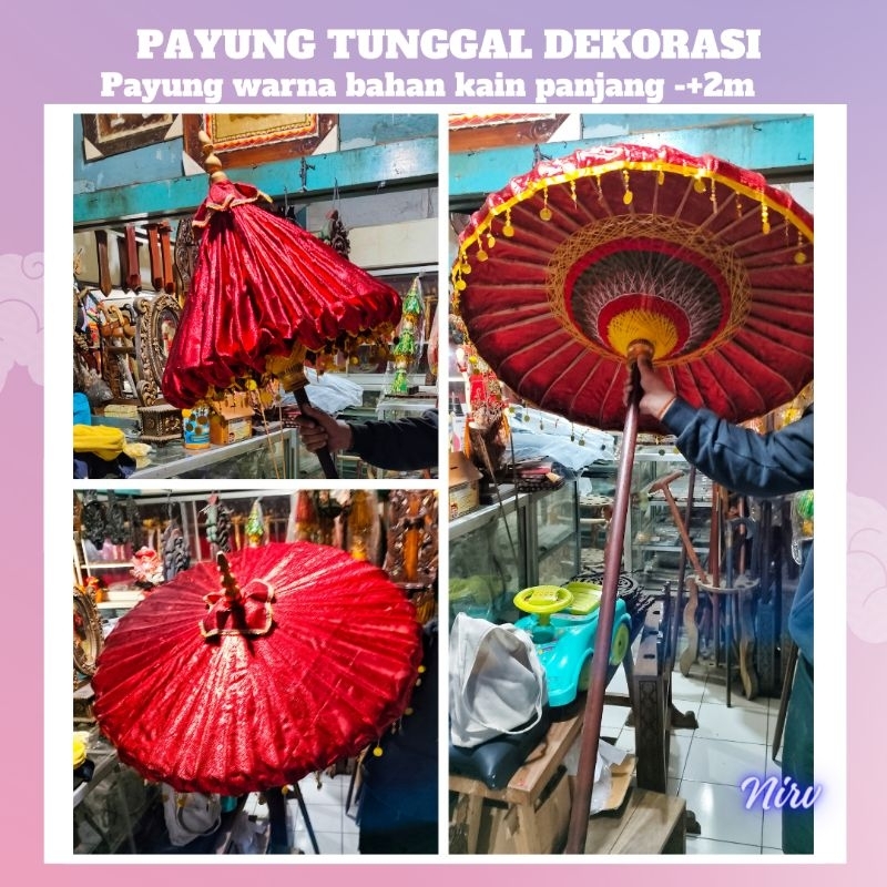 PAYUNG TUNGGAL MERAH DEKORASI KERATON