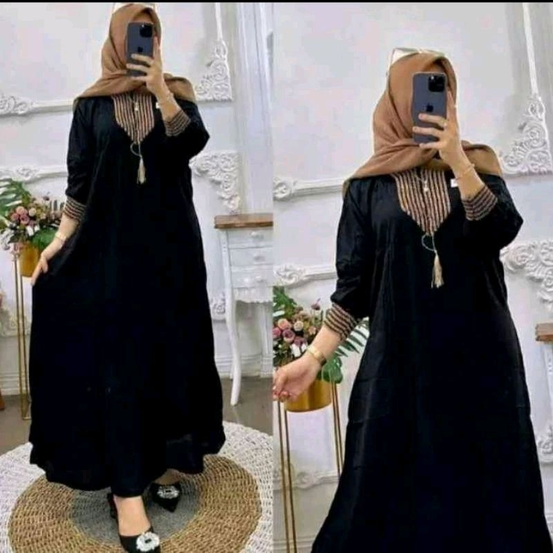 Gamis Abaya renda arab hitam