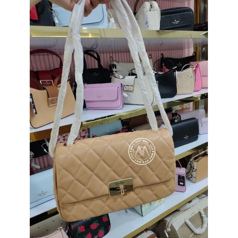 KS CAREY MEDIUM FLAP SHOULDER BAG SMOOTH QUILT KH228