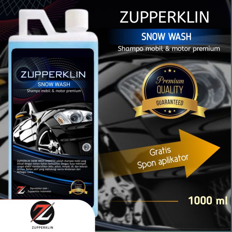 Zupperklin premium shampo mobil & motor snow wash 1 liter / sabun mobil / sabun motor / sabun cuci s