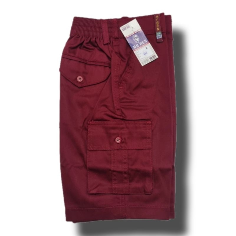 Mr.Ben Seragam Sekolah Celana SD Merah Pendek Kantong Samping Pinggang Karet