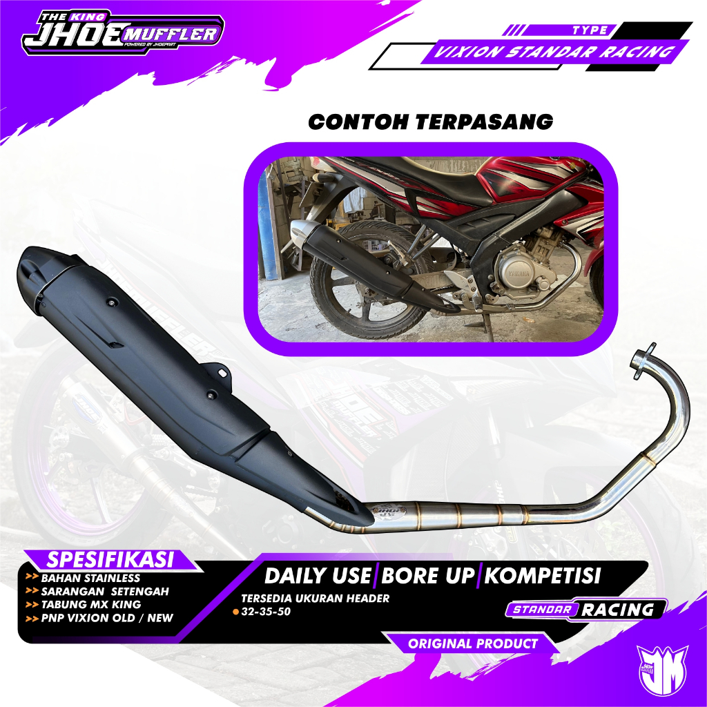 Knalpot Standar Racing Vixion New dan OLD Silenser Mx King Original Jhoemuffler
