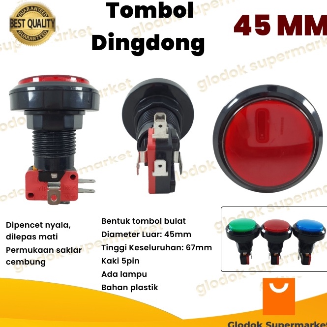 Tombol Dingdong Switch Push On Dindong 45mm Saklar Mesin Ding Dong d S2N2