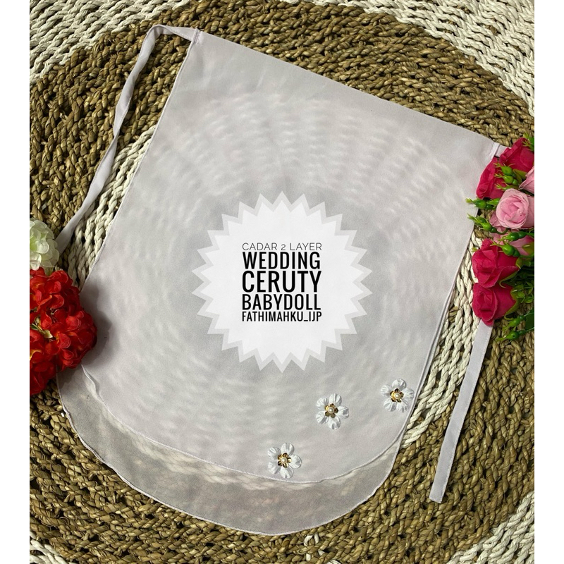 Cadar Ceruty 2 Layer bunga Cadar wedding Best seller/Cadar 2 lapis Tali dan karet/Cadar Bunga Terbar