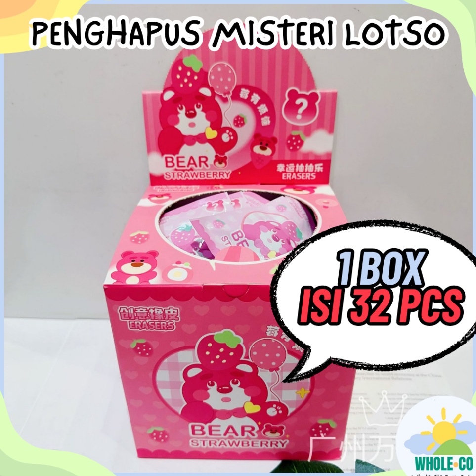 

1 BOX ISI 32 PCS Penghapus Misteri Paket Lotso Premium Karakter Beruang Pink Lucu Unik Imut Termurah Grosir Cod ER 1112 o O4H3