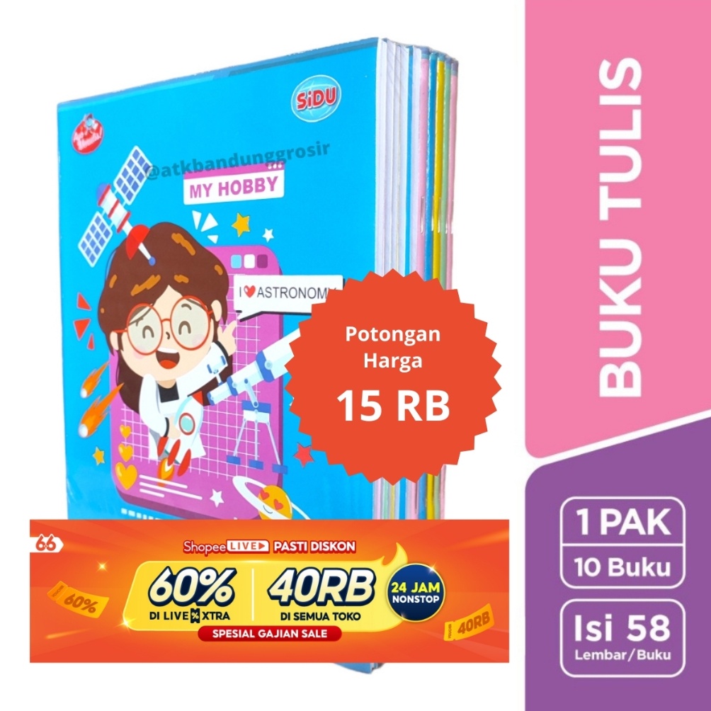 

KODE N2S Buku Tulis Sinar Dunia 58 Lembar SIDU Uk Quarto Random Cover pak 1 pcs