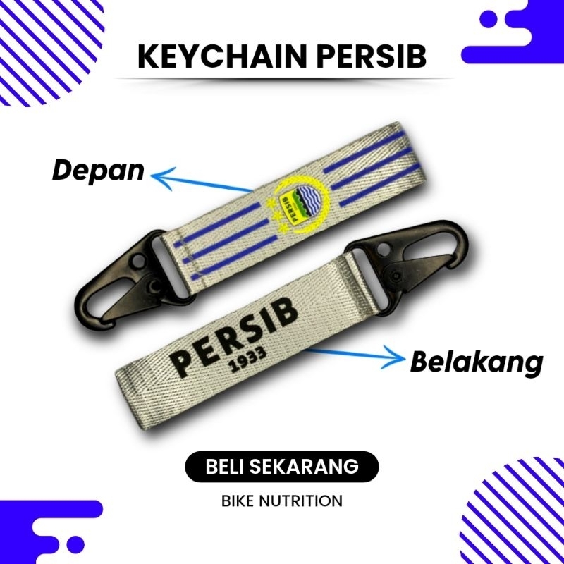 GANTUNGAN KUNCI LOGO PERSIB KEYCHAIN PERSIB JUARA PERSIB BANDUNG BAHAN LANYARD NYLON BIKIN KECE DAN 