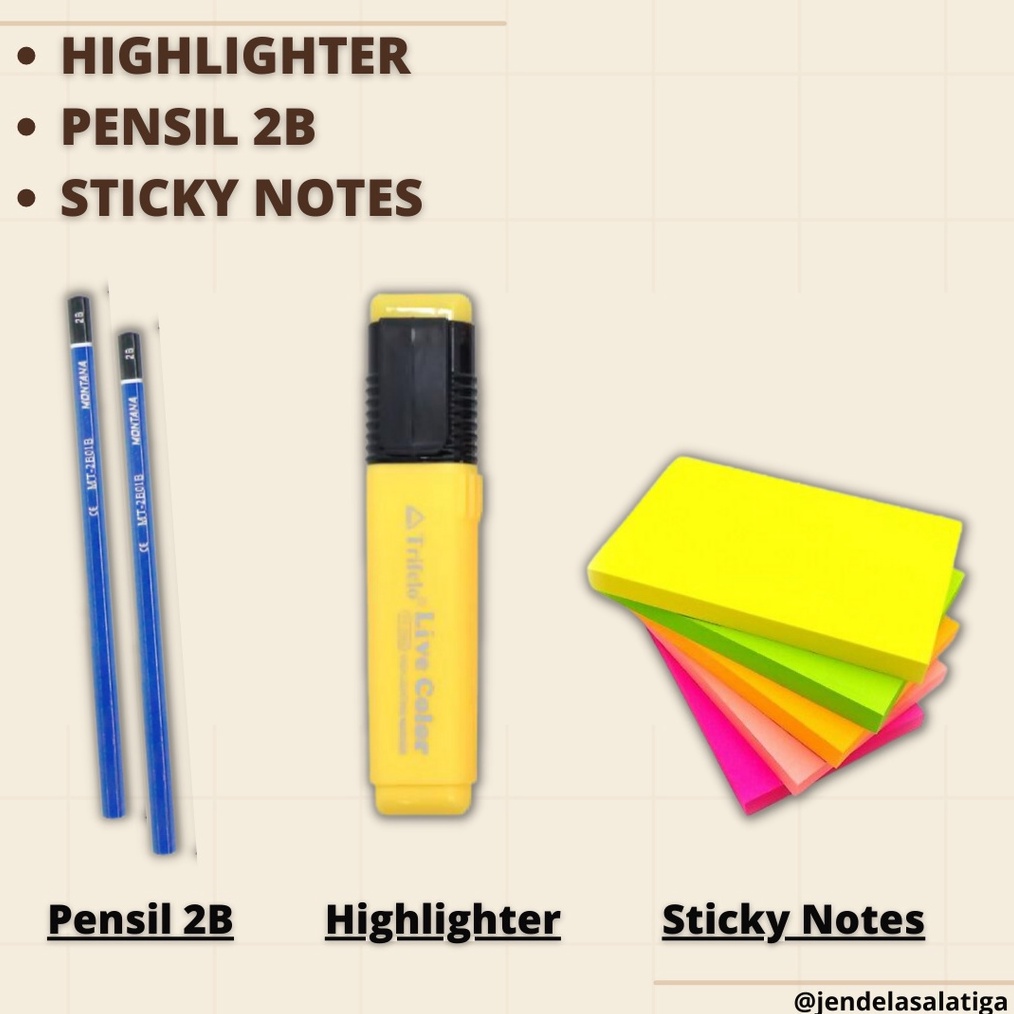 

Hadiah Pensil 2B Highlighter Sticky Notes l O5X3