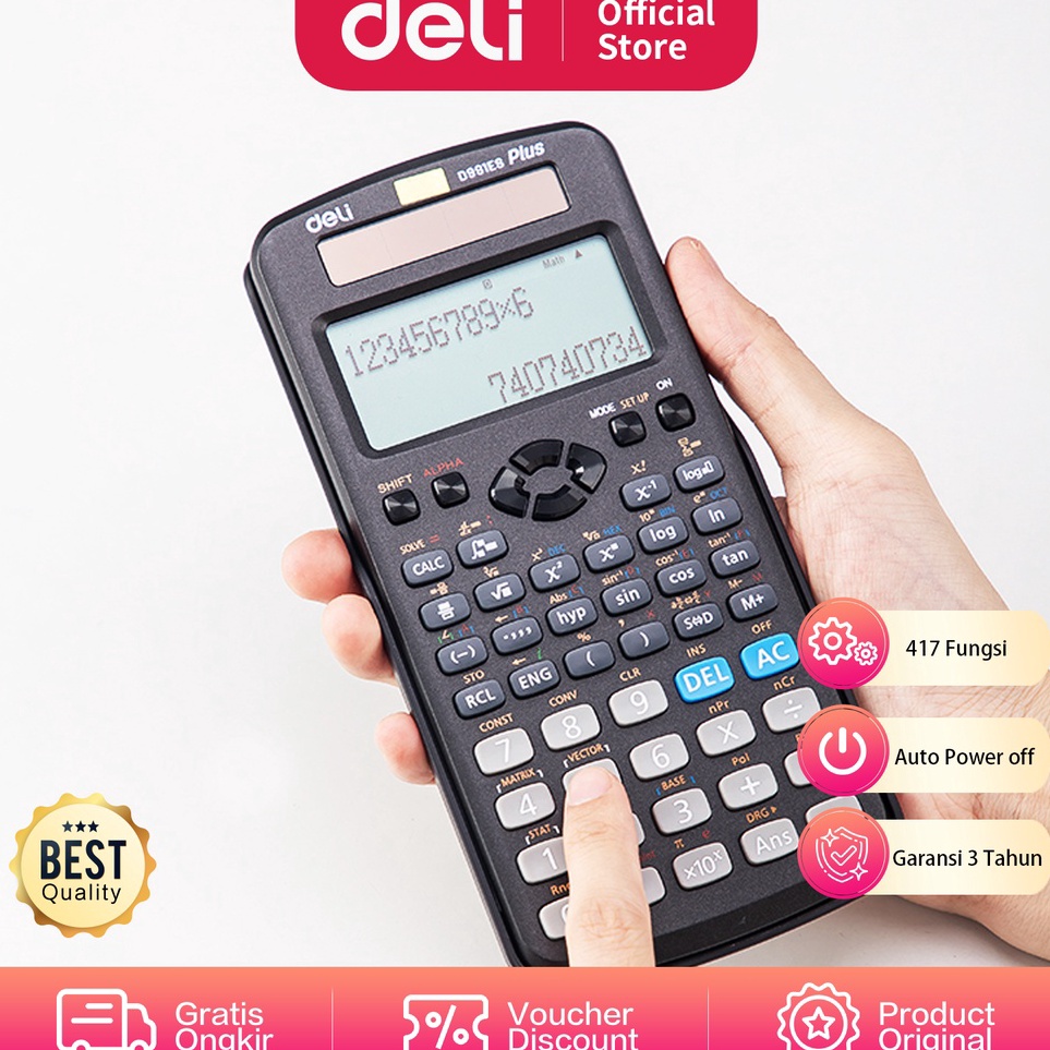 

Deli Kalkulator Saintifik Scientific Calculator 417 Function 17 8 2mm 5g ED991ES o EB4