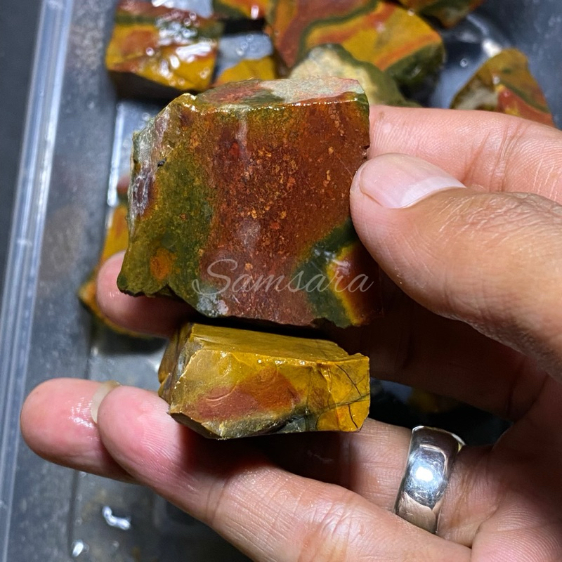 lempengan batu akik pancawarna garut multicolor / bahan batu pancawarna natural top grade AAA