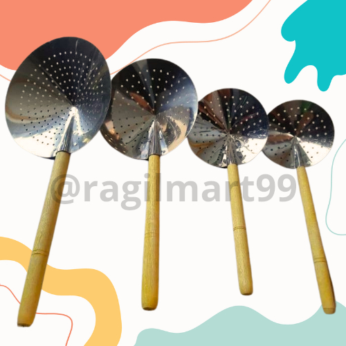 EROK PENGGORENGAN / SEROK STAINLESS GAGANG KAYU
