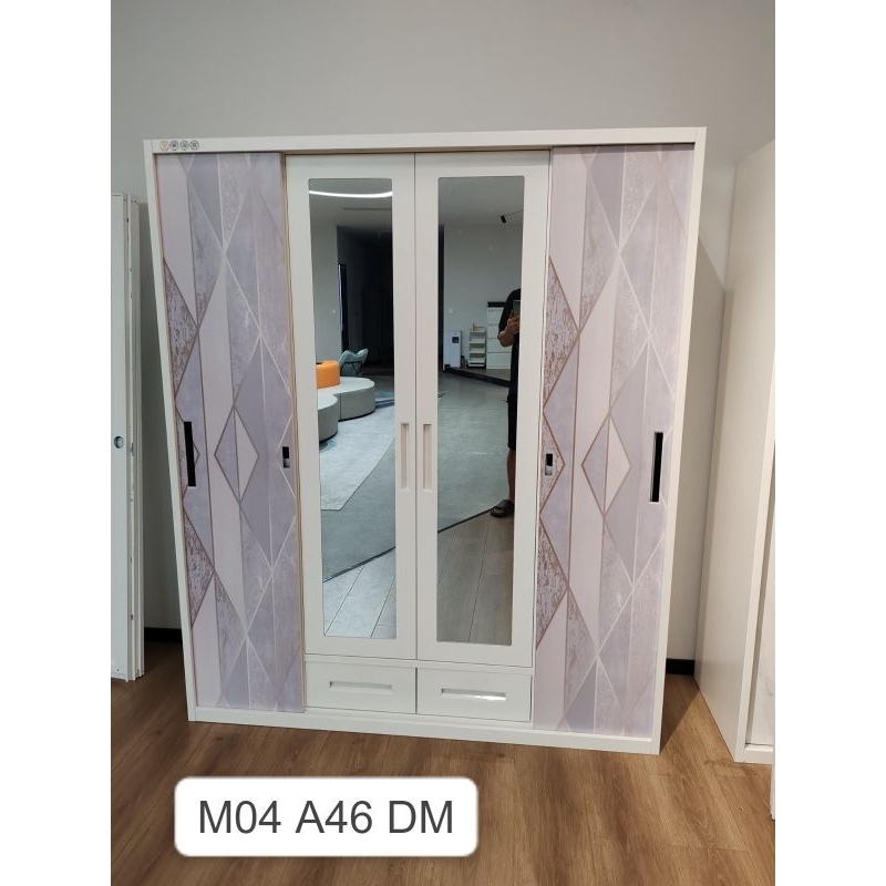 LEMARI PAKAIAN  BESI 4 PINTU SLIDING JUMBO