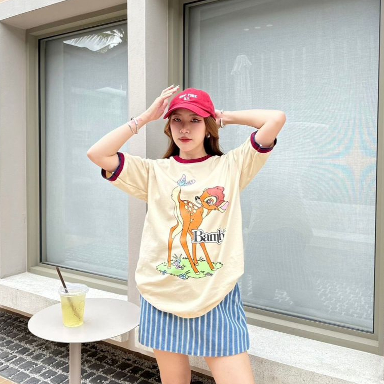 ATASAN WANITA KAOS NH BAMBI CREAM