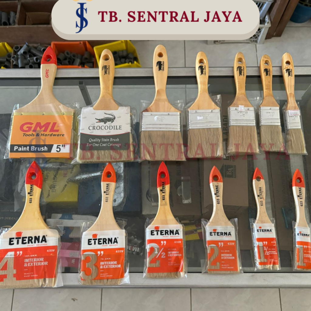 Kuas Cat 1 Inch - 5 Inch/Kuas Cat Tembok merk GML, Crocodile & Eterna