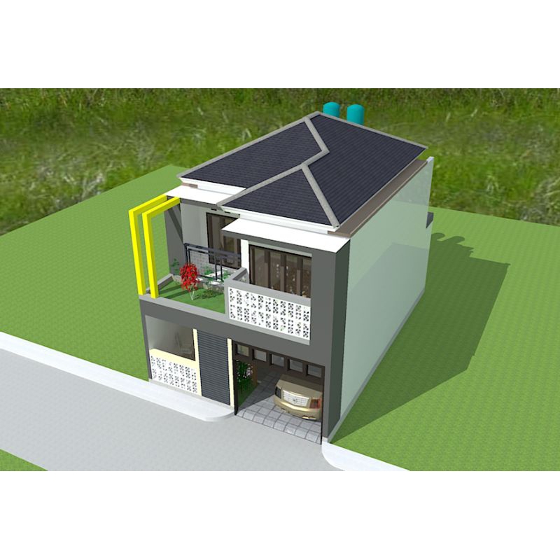 Paket desain rumah 2lantai. jasa desain rumah 3D. Rumah ukura 6x10(2 lantai)