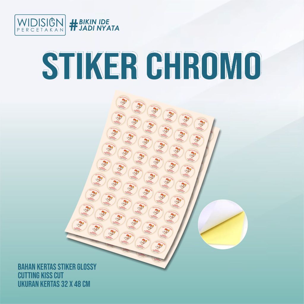 

STIKER | LABEL KEMASAN PRODUK | BAHAN KERTAS | STIKER CHROMO | CUTTING | KISS CUT | UKURAN A3+