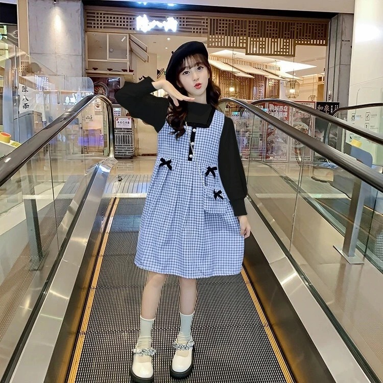 forkidsseries - Dress Import Anak Perempuan Dress Pesta Tweed Free Tas Usia 3-7 Tahun