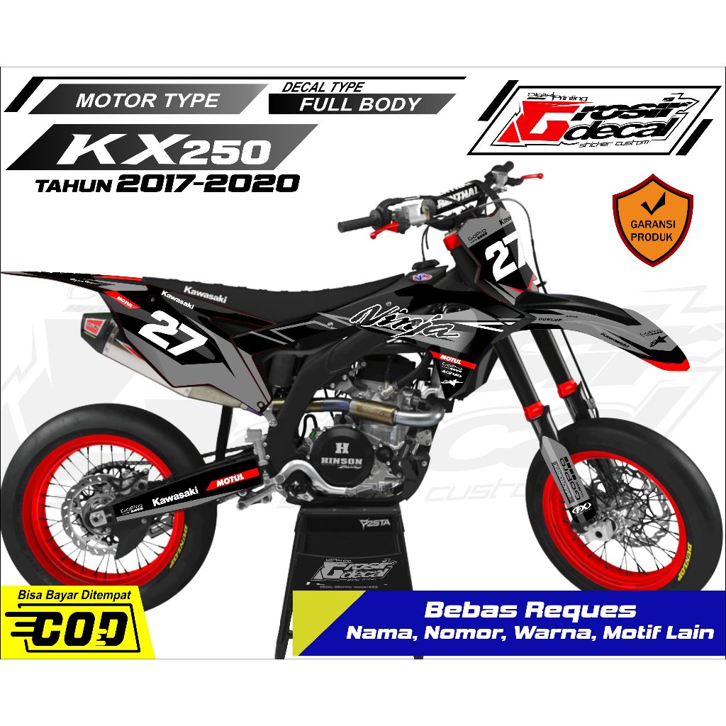 Decal Sticker KX 250 2017 - 2020 Abu Abu Full Body Fullset Free Custom
