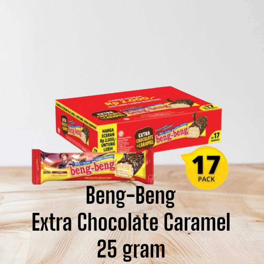 

BENG - BENG EXTRA CHOCOLATE CARAMEL 25GR ISI 17PACK / MAKANAN/ CEMILAN