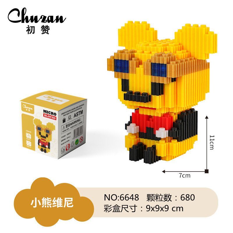 Nano Block winnie the pooh series mainan anak edukasi karakter kartun mainan balok DIY 3D Puzzle Bri