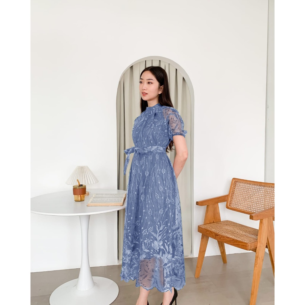 MourenCollection - Mididress Alviera ( Real Pict ) / 3 Pilihan Ukuran M L XL /  Busana Pesta Wanita 