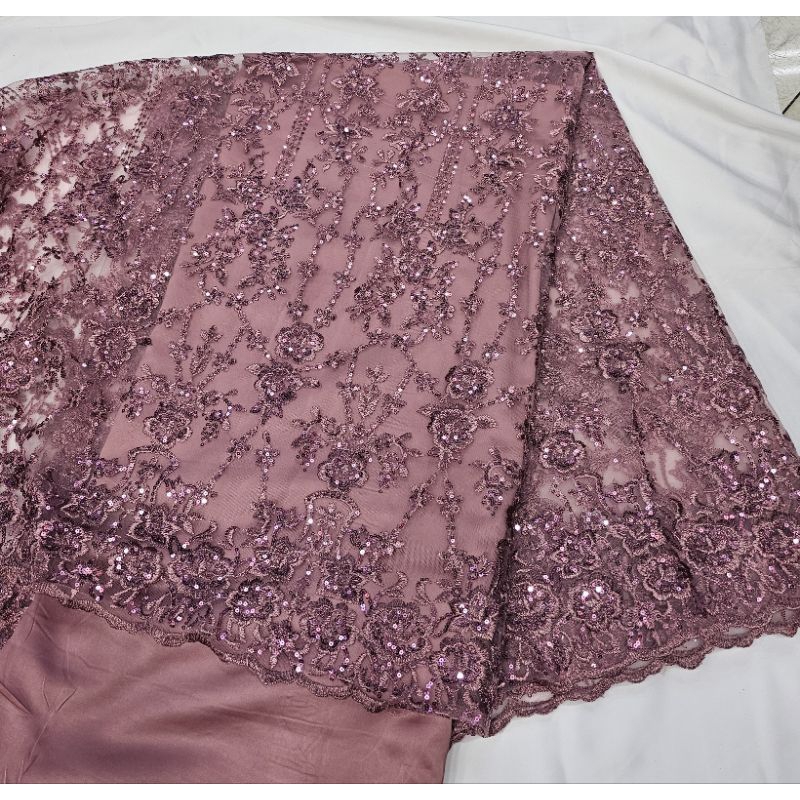PROMO. Bahan Kain Kebaya Tile Brukat Spangle Payet, Kain Brukat, Kain Tule