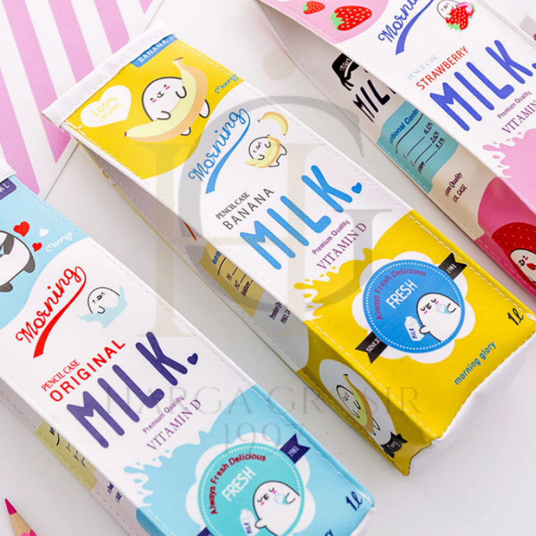 

Kotak pensil susu biru pink kuning bahan tebal , tempat pencil lucu kado unik terjangkau dan termurah bisa cod