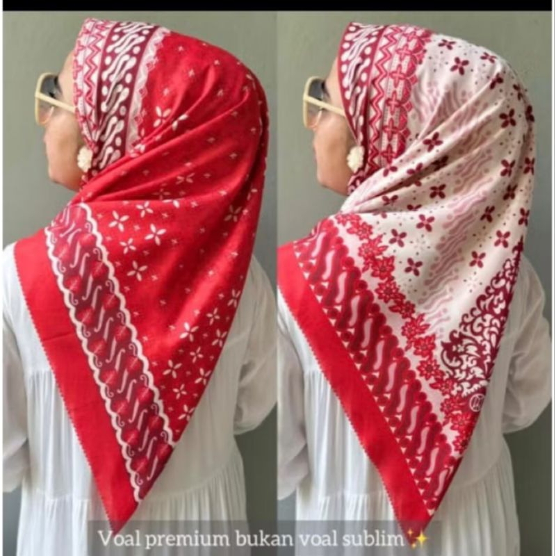 Jilbab Merah Putih Agustusan Hijab Segi Empat Voal Krudung Kemerdekaan