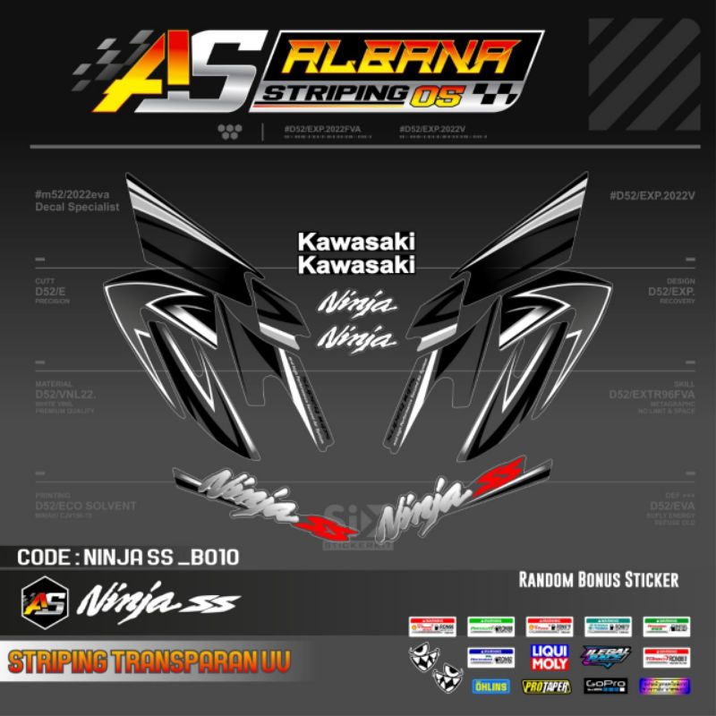 STICKER TRANSPARAN KAWASAKI NINJA SS 2010/STIPING NINJA SS 2010 TRANSPARAN UV