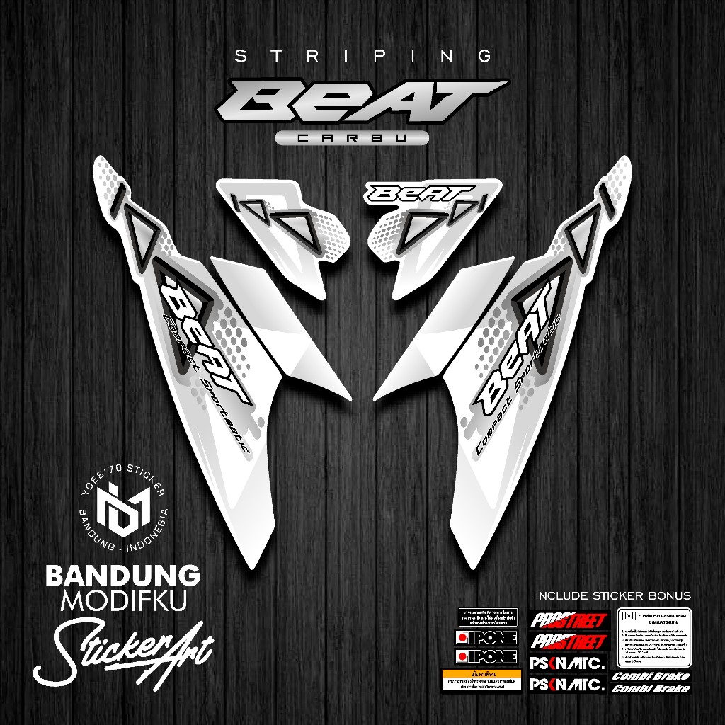 STRIPING STICKER MOTIF 15 / HONDA BEAT KARBU / BANDUNG MODIFKU / BETCARBU / STICKER VARIASI