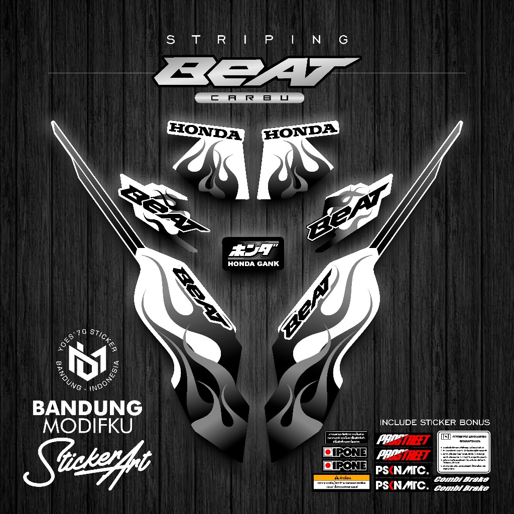 STRIPING STICKER MOTIF 20 / HONDA BEAT KARBU / BANDUNG MODIFKU / BETCARBU / STICKER VARIASI