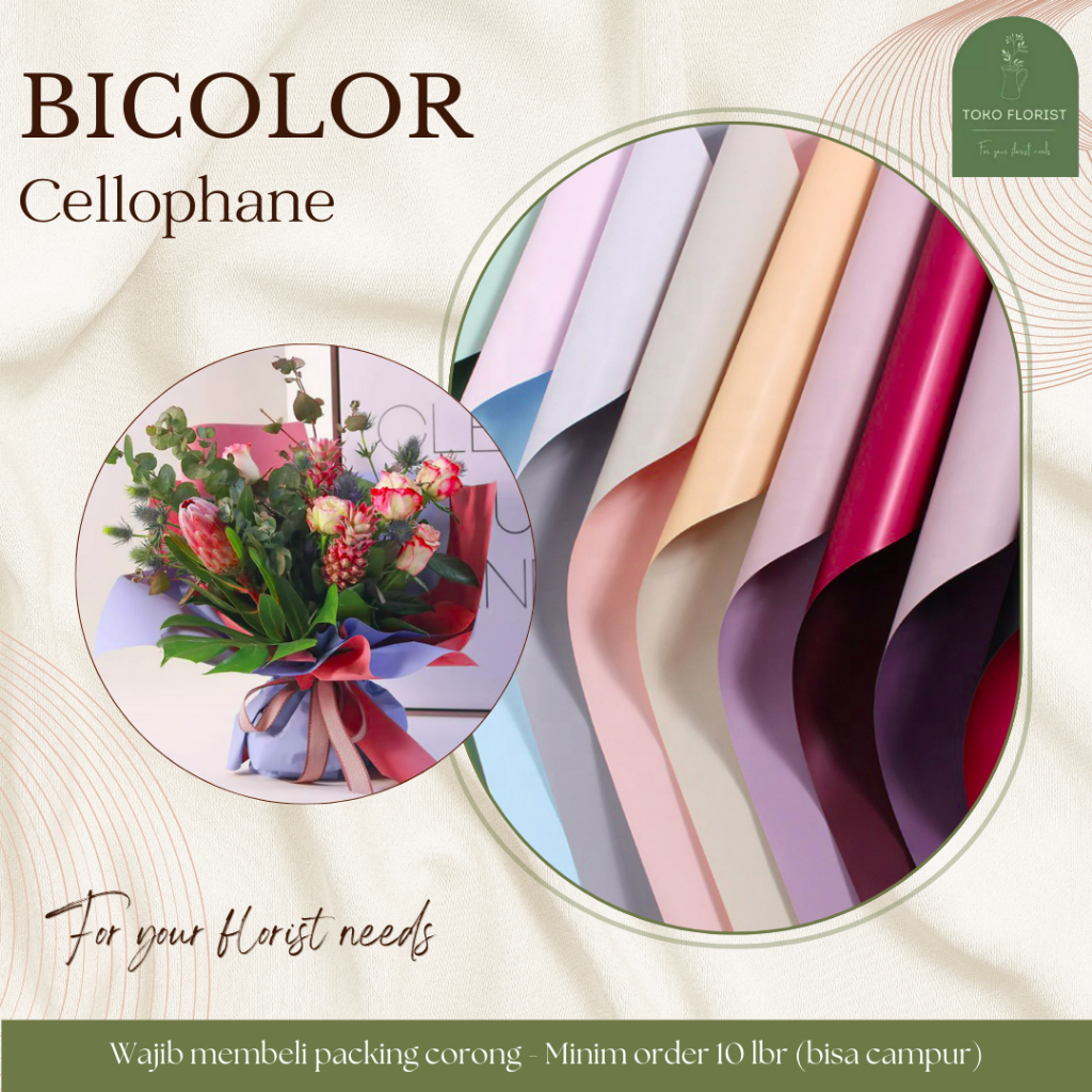 

ECER Kertas Buket Bunga Cellophane BICOLOR per LEMBAR