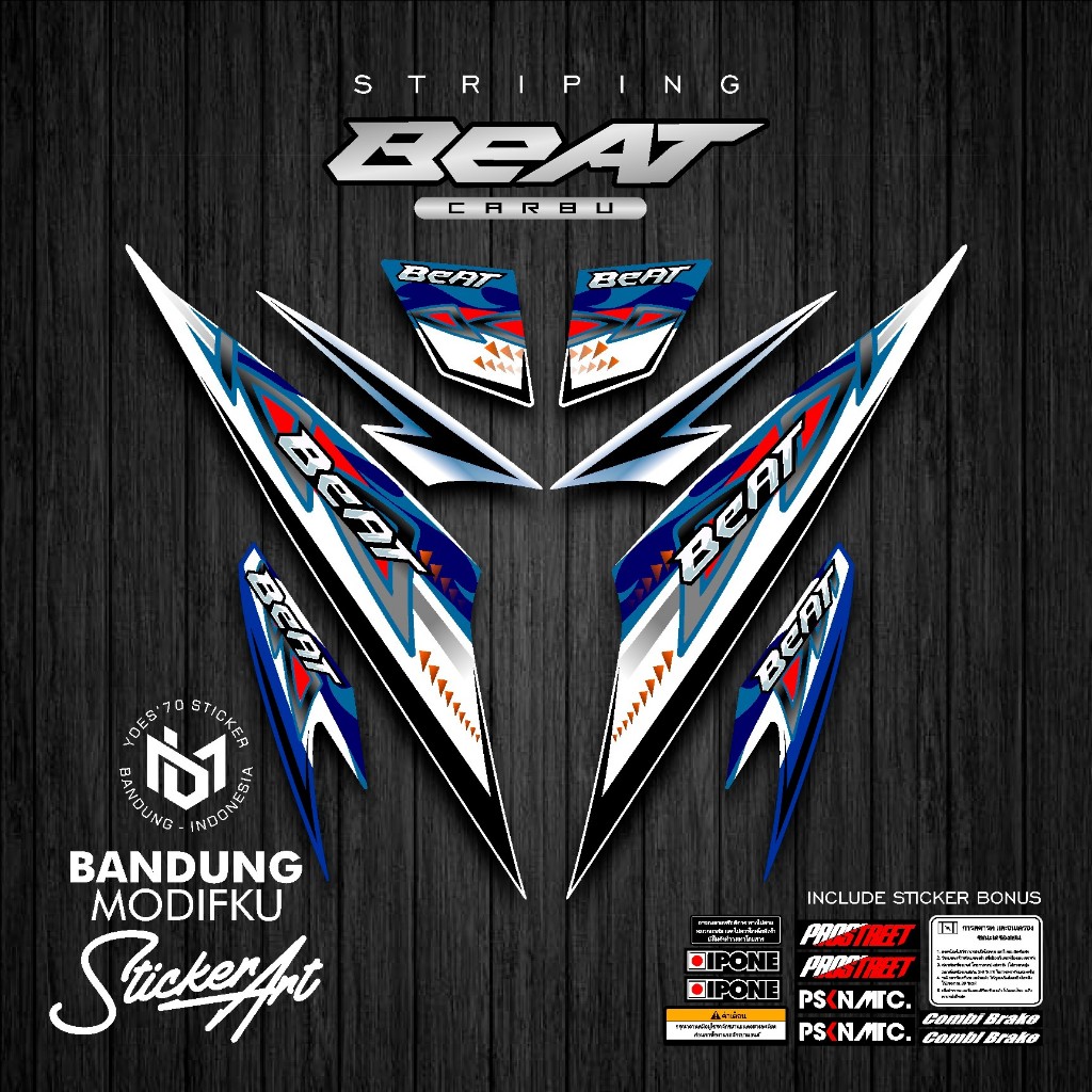 STRIPING STICKER MOTIF 28 / HONDA BEAT KARBU / BANDUNG MODIFKU / BETCARBU / STICKER VARIASI