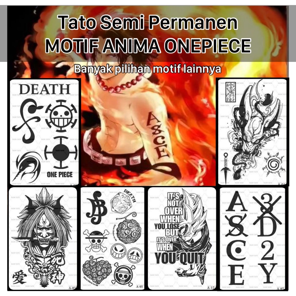 KODE Y39G RainTatoExStiker Tato temporer Seri Animasi Onepiece  Naruto  Tato Temporer Tato Motif Ani