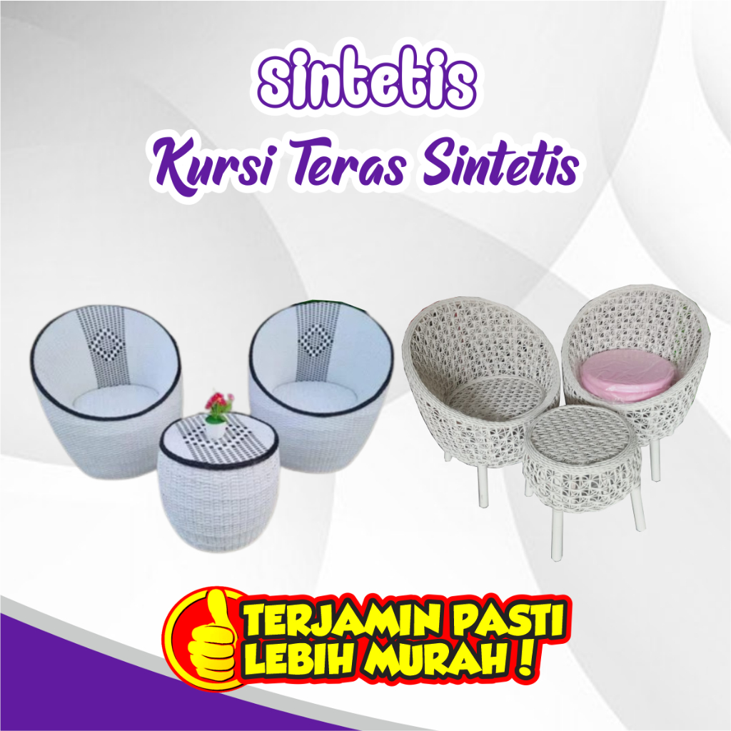 KURSI TERAS SINTETIS TERMURAH BISA CUSTOM WARNA SOFA PLASTIK ROTAN KUAT