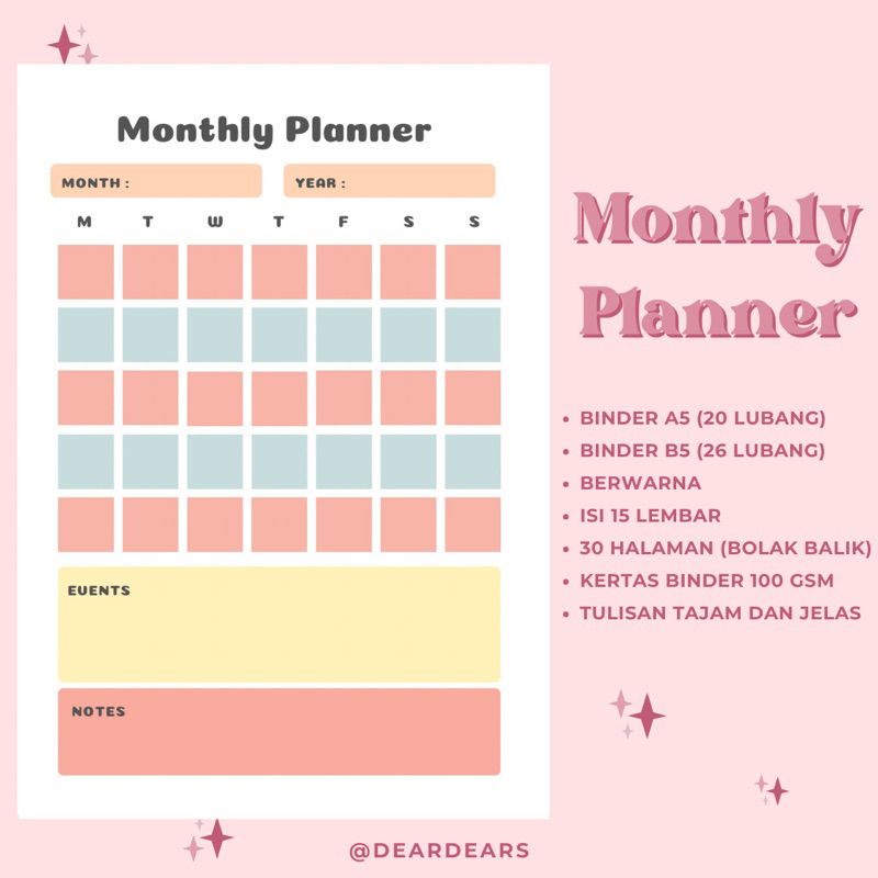 

Monthly Planner Pastel Color