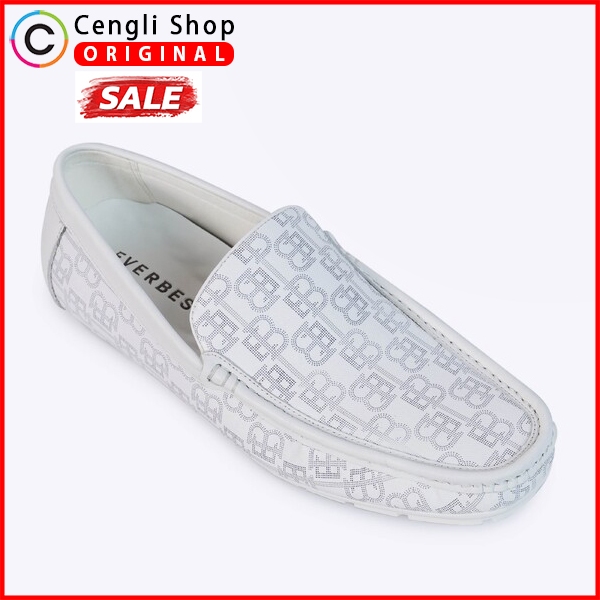 EM89 SEPATU PANSUS EVERBEST PRIA ORIGINAL LOAFER KULIT BRANDED PUTIH