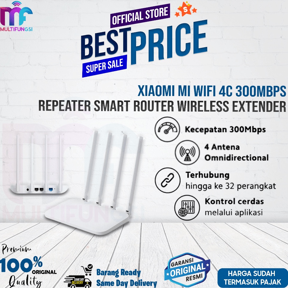 Xiaomi Mi Smart Router 4C 3Mbps WiFi Repeater Wireless Extender Garansi Resmi i W2A9