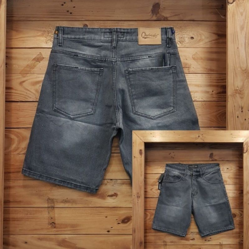 Celana Jeans Denim Pendek Polos Sobek Original Onebreaks Motip Sobek-sobek tidak tembus