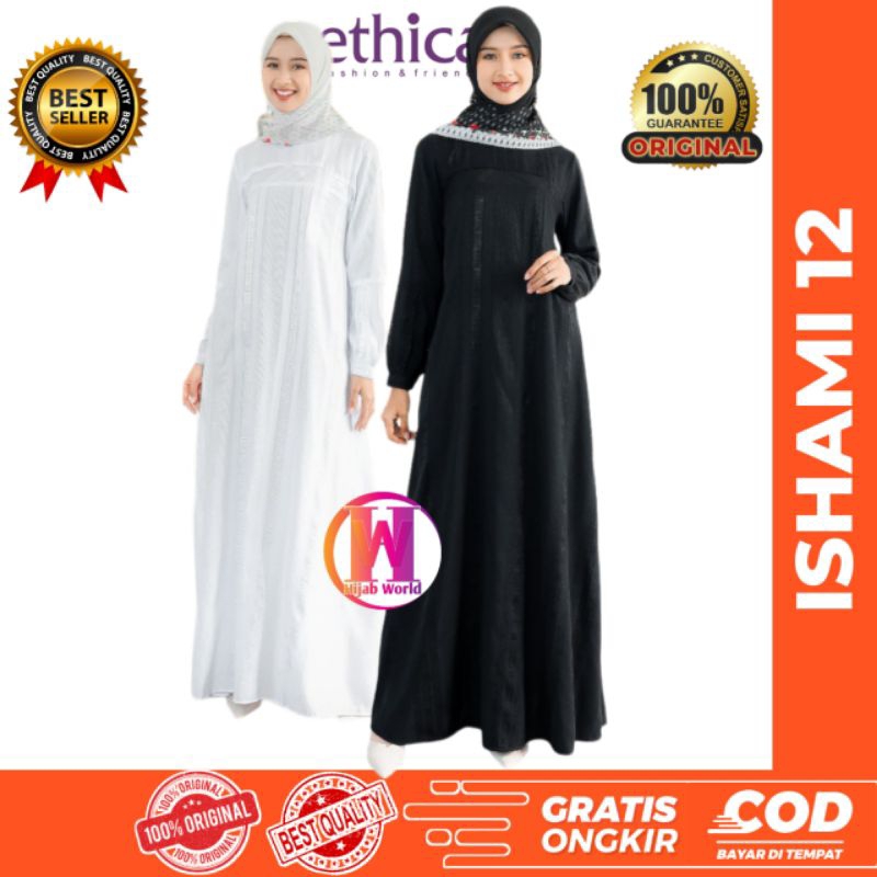 ETHICA Gamis Ishami 12 Original / Gamis Ethica Terbaru 2025 / Baju Gamis Terbaru 2025 / Gamis Hitam 
