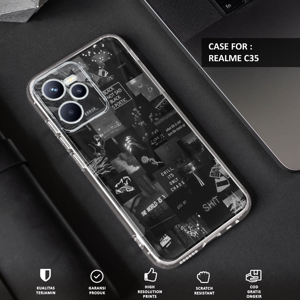 Case REALME C35 - Casing REALME C35 Motif AESTHETIC - Softcase Premium Fourside - Bening Transparant