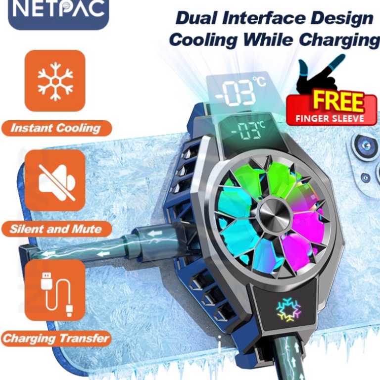 FREE ITEM NETPAC Fan Cooler X9 Pengatur Suhu Funcooler Kipas Gaming Hp Pelabuhan Ganda Clipon Radiat