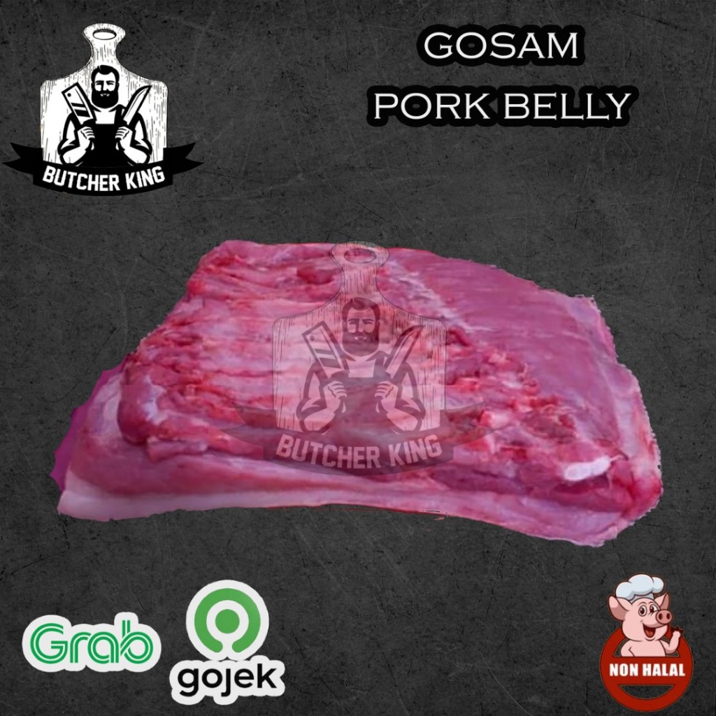 

GOSAM / PORK BELLY / SAMCAM 5 LAPIS / SIOBAK BABI KEMASAN 1 KG VACUUM PRODUK NON HALAL
