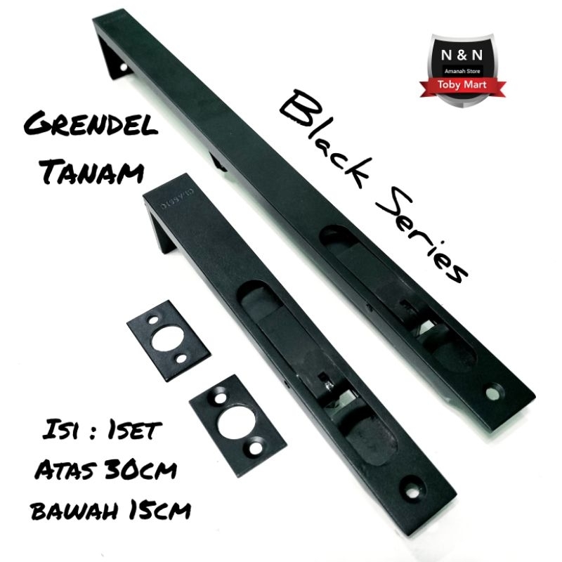 Grendel tanam HITAM Flush Bolt - Grendel Tanam Pintu Black series - Slot pintu tanam Dark bolt