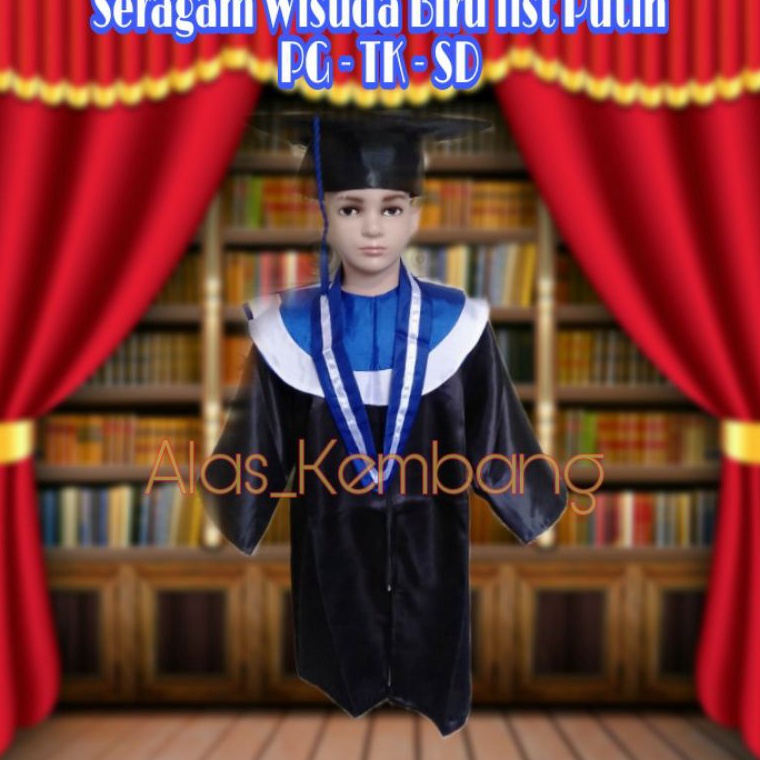KODE P26Z Baju Toga Seragam Anak Wisuda Paud TK Dan SD Biru list Putih