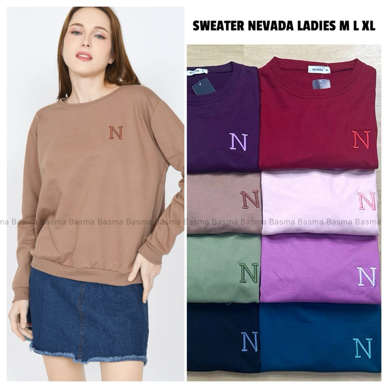 Sweter N-Uniqlo Wanita Pria Sweater Crewneck Polos Lengan Panjang Unisex Jumbo Big size Sweter Distr