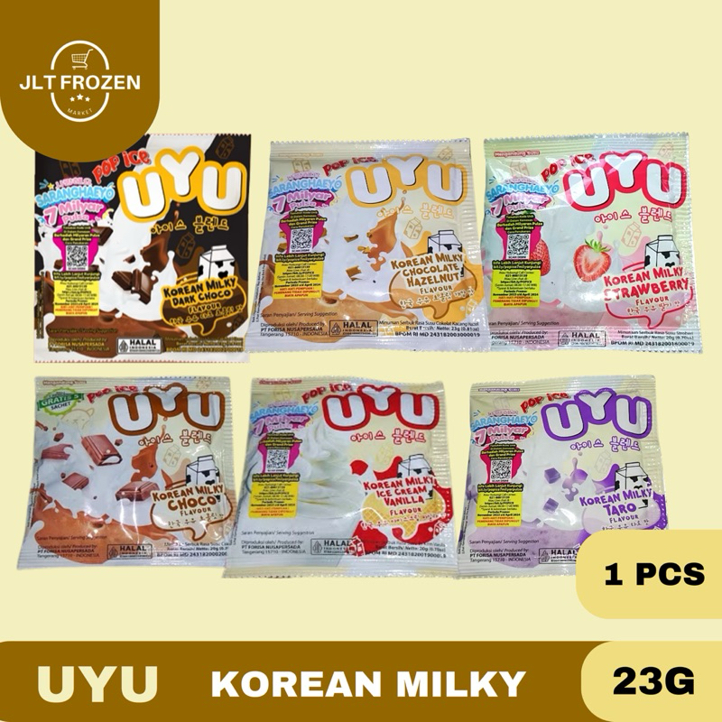 

Pop Ice Uyu Korean Milky Drink / Minuman Bubuk Instan / uyu Hazelnut / Matcha / Taro / Choco - 1PCS