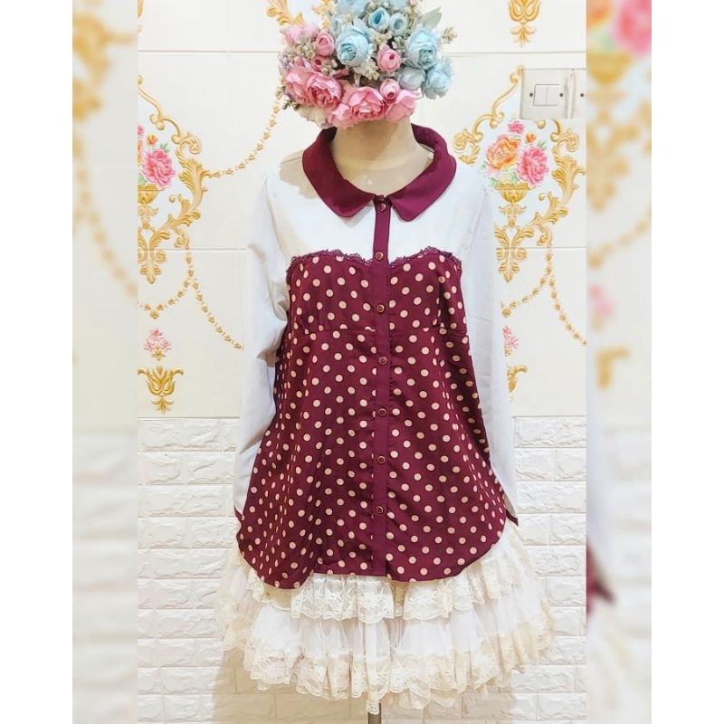 Hudson Honey Polka Maroon Top