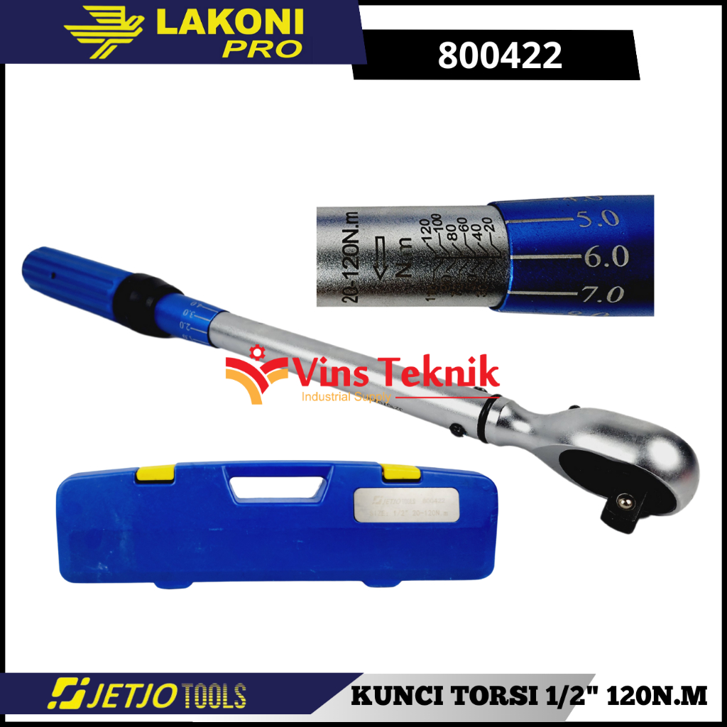 Kunci Momen JETJO 800422 Kunci Torsi Torque 1/2 INCH 20-120Nm LAKONI PRO 800422