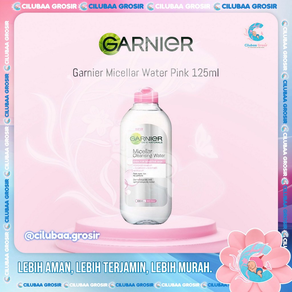 GARNIER Micellar Water Pink Skin Care125mL || Pembersih Wajah & Makeup Untuk Kulit Sensitif